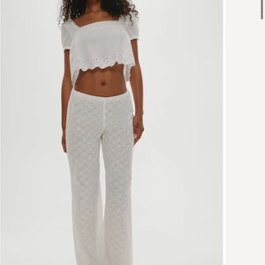 Frankie's Bikinis White Eyelet Straight Leg Pants